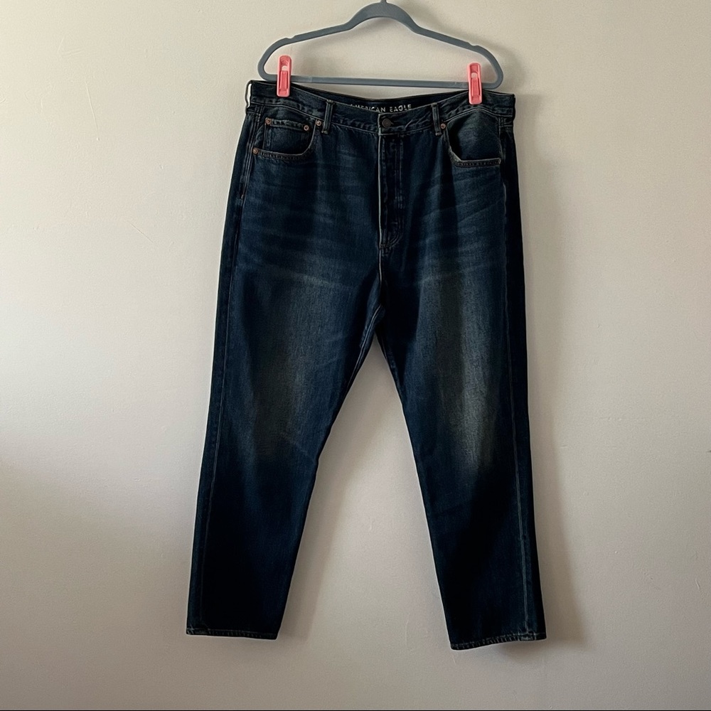 American Eagle AE Hi-Rise Girlfriend Dark Wash Button Fly Jeans size 18 regular